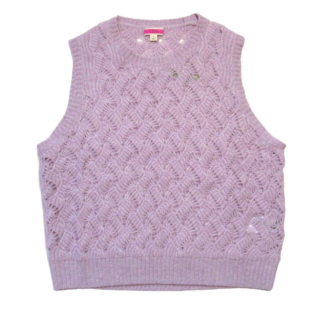 NWT J.Crew Cashmere Pointelle Sweater Shell in Heather Orchid Purple Vest L